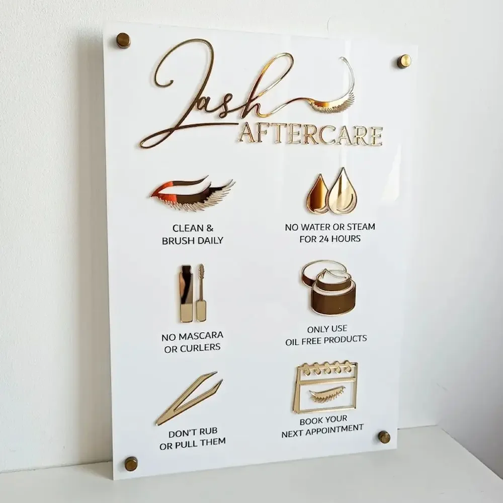 Cartello post-terapia per este - Eyelash Extension Aftercare recensione e prezzo